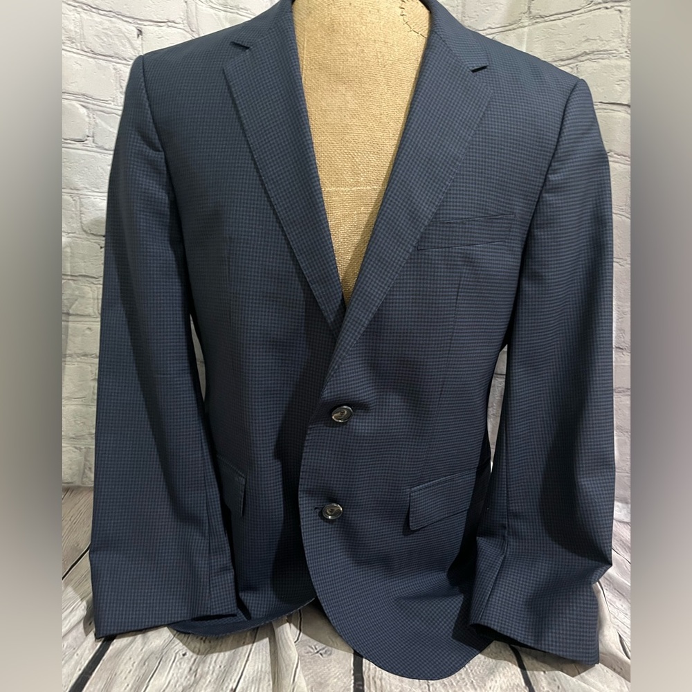 Hugo Boss Dark Blue Checkered Blazer
